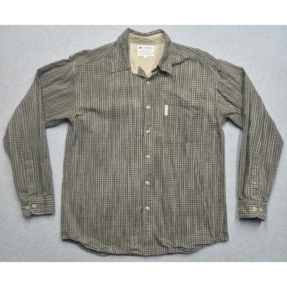 Columbia Shirt Mens M Brown Plaid Long Sleeve Button Front Casual Point Collar